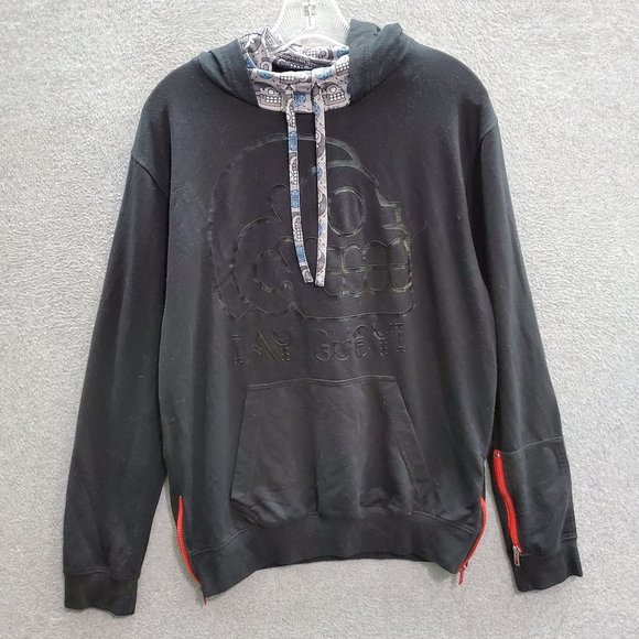 Ay Guey Men Sweatshirt Large Black‎ Hoodie Logo Graphic Pullover - Picture 1 of 9